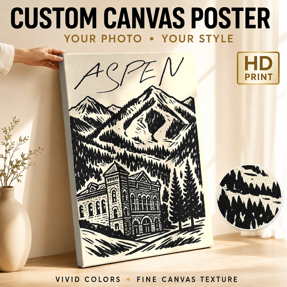 Vintage Collectible Posters - Pôster de Lona Aspen Vintage Ski: